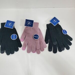 Winter Essentials Texting Unisex‎ Adults Gloves One Size Pink Black Lot Of 3